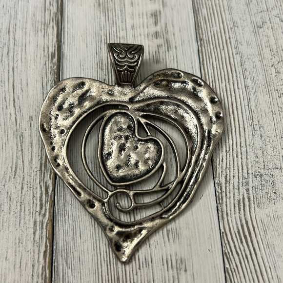 Vintage Sterling Silver Handmade Heart Pendant - Picture 1 of 6